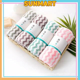 Khăn Mặt Mềm Mịn Lông Cừu Hàn Quốc Họa Tiết Lượn Sóng Size 30x50 SUNMART24H B110