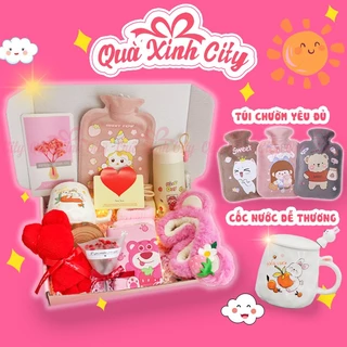 Set hộp quà sinh nhật valentine cho nữ, quà tặng kèm gấu và hoa tặng người yêu quà tặng bạn gái bạn thân Quà Xinh City