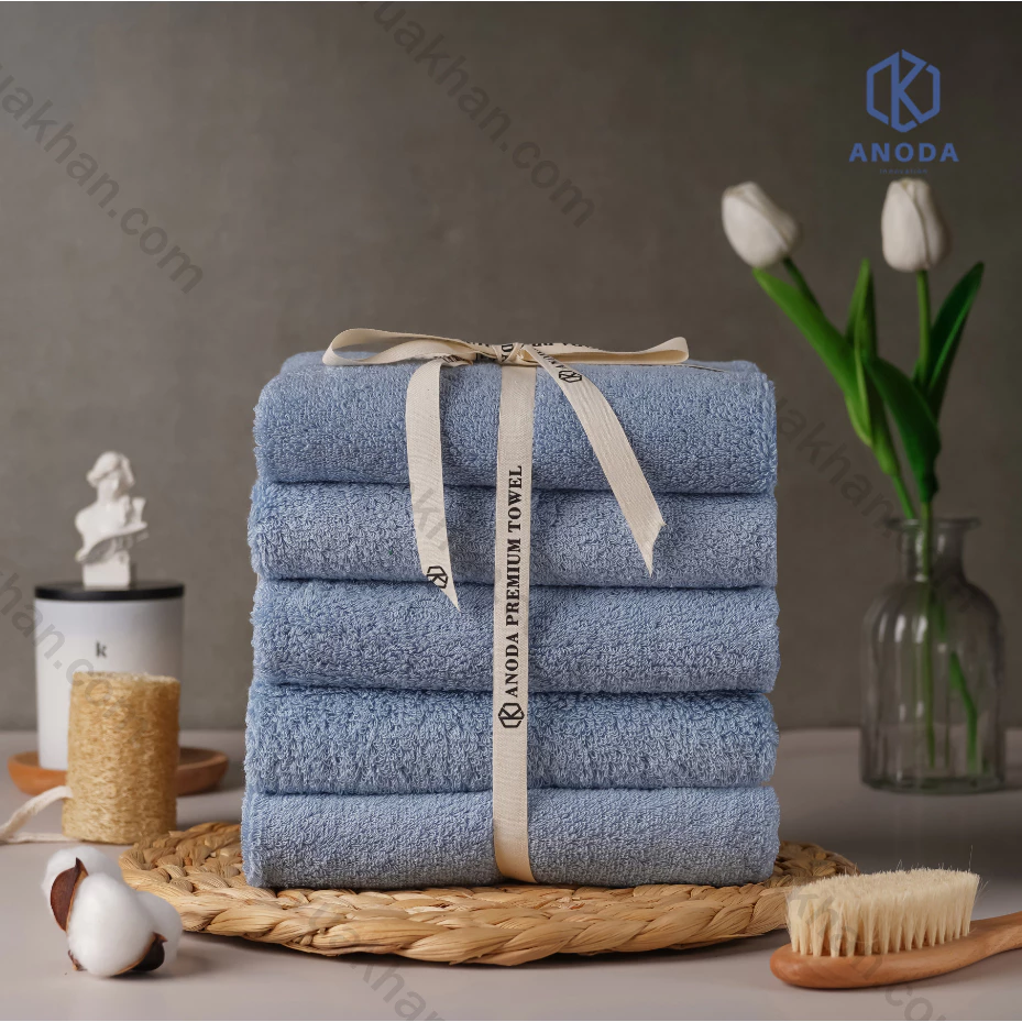 Khăn 40x80cm trọng lượng 170g 100% Cotton Cao Cấp  Sợi chải kỹ Anoda màu Light Blue