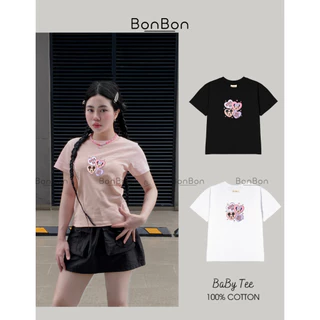 Áo thun BaBy Tee, áo phông nữ ngắn tay, cổ tròn, 100% cotton co giãn 2 chiều BonBon ABBMK13