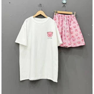 Sét bộ áo phông lợn hồng + quần đùi heo hồng HOANGPHUONG