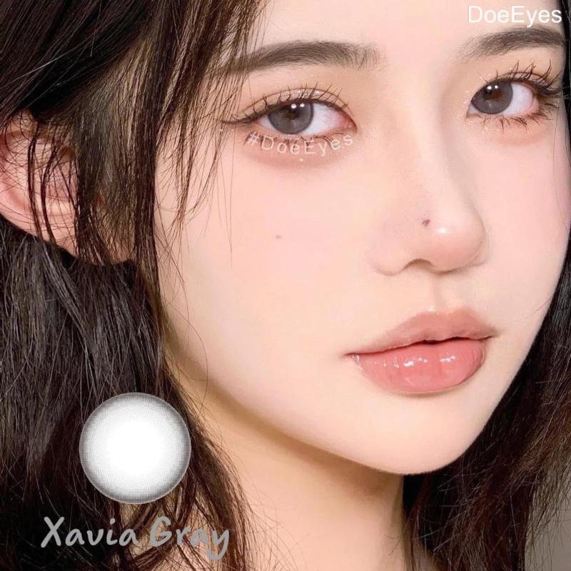 [GIÁ 1 CẶP] 50 Mẫu Lens Xám Gray 0 Độ DOE EYES - Kính Áp Tròng HSD 6 tháng