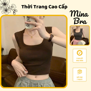 [ Mina Bra ] Bra Crotop - Áo Cổ Vuông Kèm đệm Bra CT03