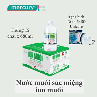 Thùng 12 chai Nước súc miệng ion Muối Fujiwa hỗ trợ diệt khuẩn, vệ sinh họng và miệng (680ml)