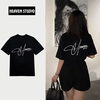 Áo Thun Local Brand Unisex Heaven Studio Signature, Áo Phông Unisex form rộng 100% Cotton