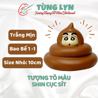 Tượng Tô Màu, Tượng Shin Cục Sit, Size: 10cm - [CHƯA KÈM CỌ VÀ MÀU] - Tượng Thạch Cao Trắng Decor