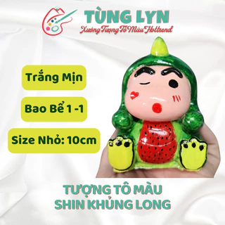 Tượng Tô Màu, Tượng Shin Khủng Long, Size: 10cm - [CHƯA KÈM CỌ VÀ MÀU] - Tượng Thạch Cao Trắng Decor