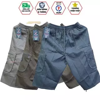 Quần Short Nam Kaki Túi Hộp Lưng Thun Co Giãn From Rộng Thoải Mái Có Túi Khóa Kéo