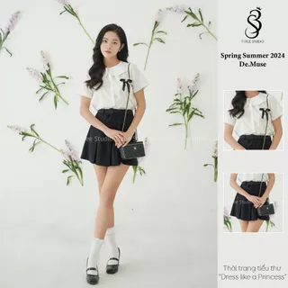 Set áo váy Daisy Top thiết kế năng động trẻ trung vải cotton thoáng mát, tặng kèm ghim cài áo hình nơ