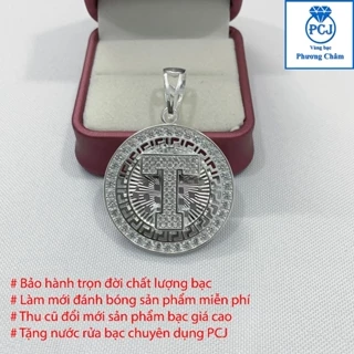 Mặt chữ cái đường kính 3,7cm bo viền thời trang. Mặt dây chuyền bạc 925