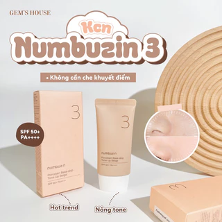 Kem Chống Nắng  Numbuzin No.3 Porcelain Base-skip Tone Up Beige 50ML