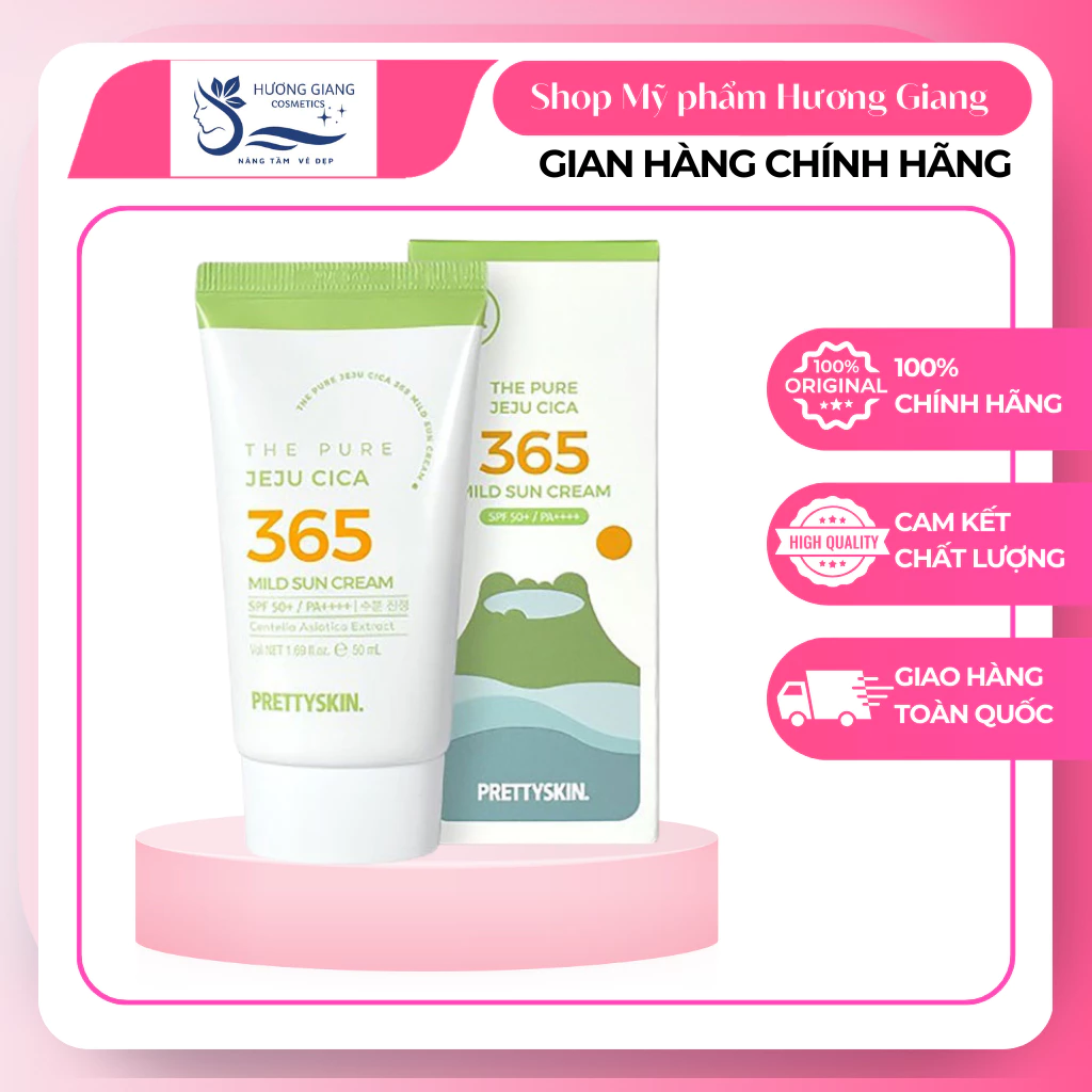 Kem Chống Nắng Rau Má Pretty Skin The Pure Jeju Cica 365 Mild Sun Cream