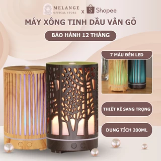 Máy khuếch tán tinh dầu máy xông tinh dầu Trụ Dọc Vân Gỗ Cao Cấp, đèn LED đổi 7 màu, bảo hành 6 tháng, hết nước tự tắt