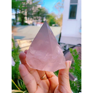 Chóp đá Rose Quartz/ Pink Quartz, khối chóp đá thạch anh hồng, đá hỗ trợ tình yêu