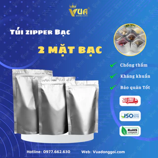 1KG Túi Zip Bạc Đáy Đứng, Túi Zip 2 Mặt Bạc đựng thực phẩm, Đầy Đủ Kích Thước & Trọng Lượng