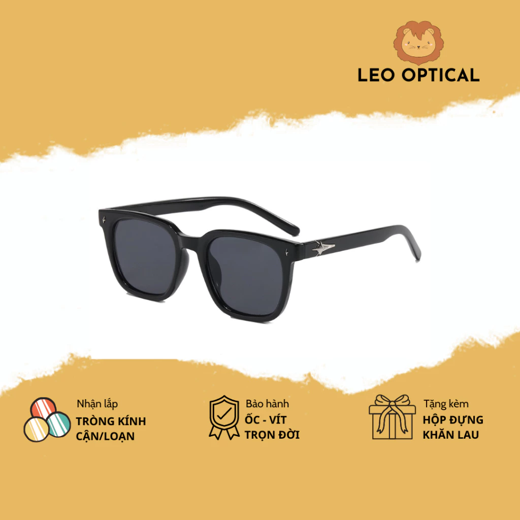 Kính mát vuông to sang chảnh chống tia cực tím UV LEO OPTICAL TR9073