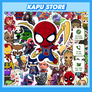 Set 15/30/50 sticker Người Nhện Siêu anh hùng Marvel đặc biệt siêu dễ thương hình dán sticker hoạt hình marvel cute KAPU