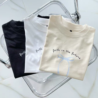 Áo Thun Babytee Nơ Xanh x LÉNA. Chất 100 cotton 2c mềm mịn cao cấp