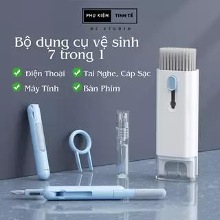 Bộ dụng cụ vệ sinh đa năng 7 trong 1 cho màn hình, điện thoại, tai nghe, sạc, bàn phím