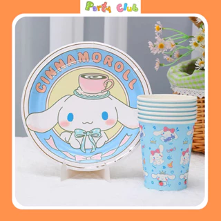 Cốc đĩa giấy dùng 1 lần hình Sanrio trang trí sinh nhật cho bé