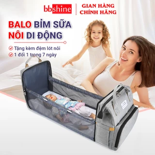 Balo bỉm sữa đa năng cao cấp kết hợp nôi gấp gọn BBShine, Túi bỉm sữa tích hợp nôi di động tiện lợi - B026