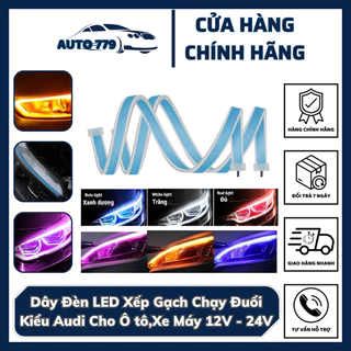 1 Dây Đèn Led Mí Audi Cho Ô tô và Xe Máy Hiệu Ứng 2 Chế Độ Xi Nhan Chạy Đuổi Demi Xếp Gạch - 12v Chống Nước