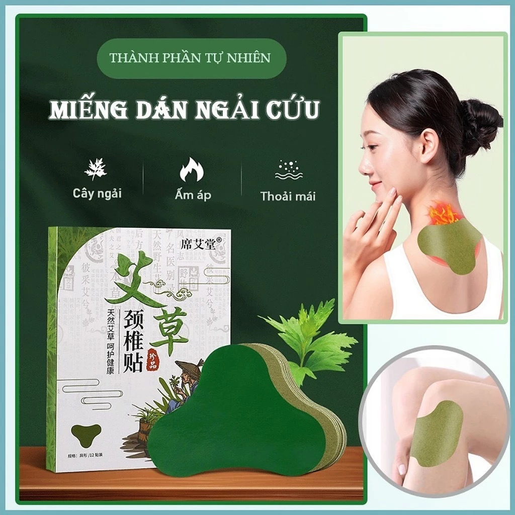 Miếng dán ngải cứu, cao dán ngải cứu, miếng dán giảm đau thảo dược sử dụng cho Body (hộp 12 miếng) - Happy Life 4U