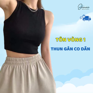 Áo Ba Lỗ Croptop Sexy Ôm Body Tôn Vòng 1, Áo Tanktop Sát Nách Trơn Chất Liệu Thun Gân Co Dãn