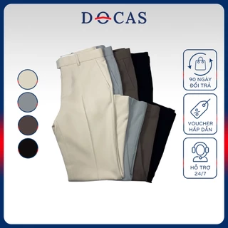 QT011-4 Quần Tây Khaki Nam DOCAS Vải Cotton Màu Be Phom Slim Crop