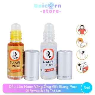 Dầu Lăn Nước Vàng Ông Già Siang Pure Oil Formula Ball Tip Thái Lan 3mL