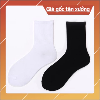 Tất Trơn dệt kim Nam Nữ cổ thấp, cổ trung trắng đen basic cực dễ phối đồ Cotton Menswear