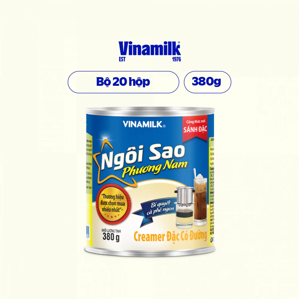 Combo 20 Hộp Creamer sữa đặc Ngôi Sao Phương Nam xanh biên- Hộp thiếc 380g