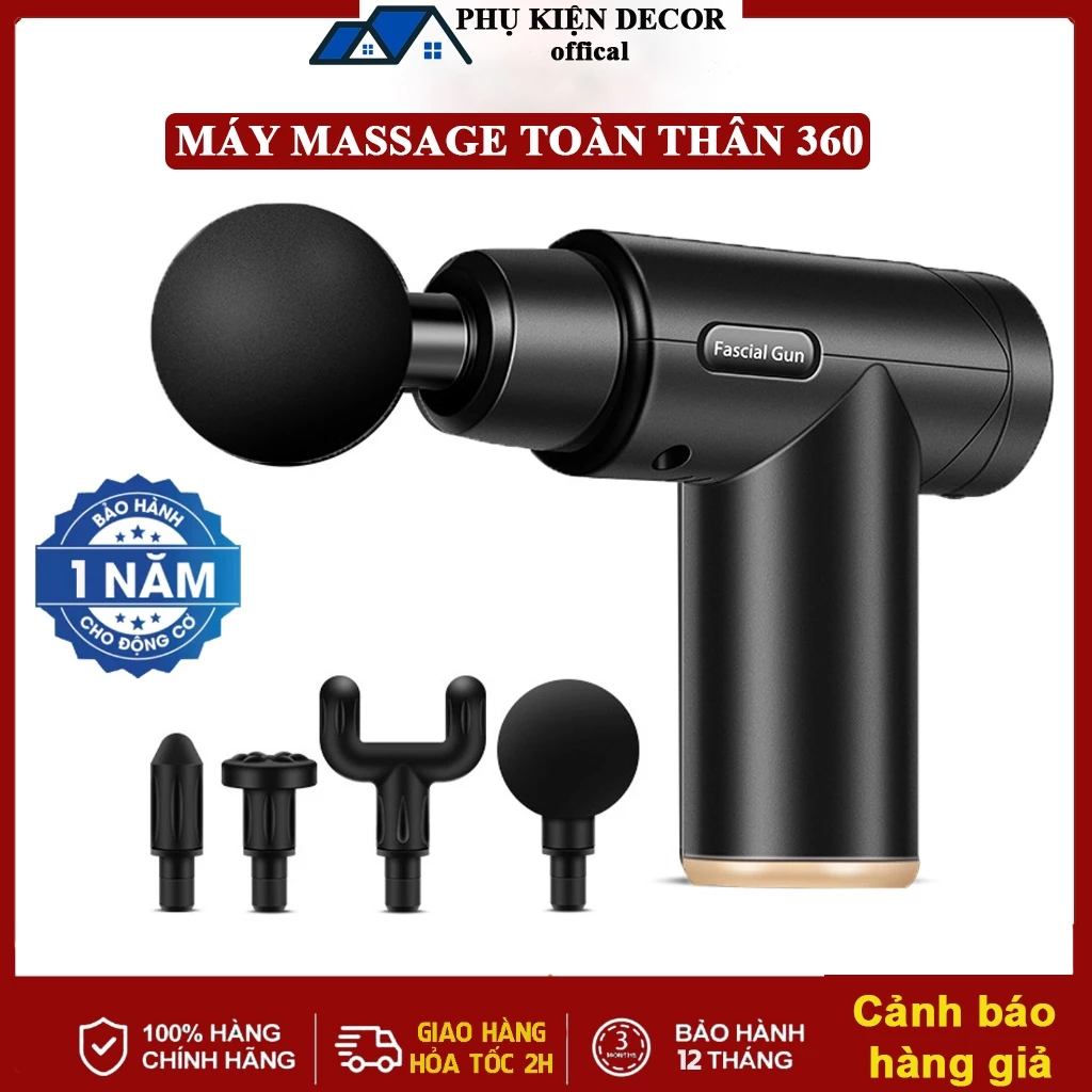 [HÀNG CHÍNH HÃNG CÓ LOGO] Máy mát xa cầm tay, súng Massage Gun trị liệu toàn thân Với 4 đầu thay thế 6 cấp độ tùy chỉnh