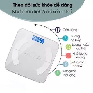 Cân Điện Tử Thông Minh Theo Dõi Sức Khỏe - Màn Hình Hiển Thị LCD Theo Dõi 11 Chỉ Số Sức Khỏe Của Gia Đình