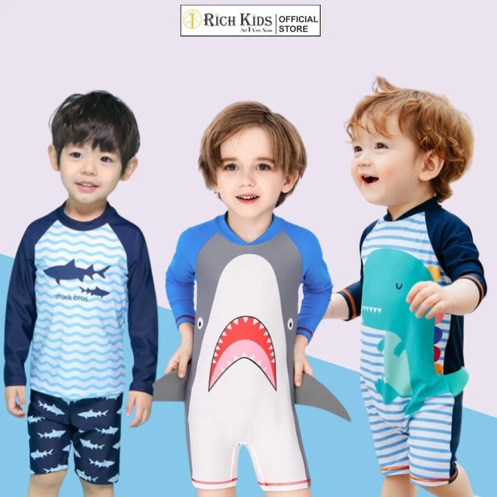 Đồ bơi bé trai bé gái liền thân hoạ tiết động vật dễ thương, bikini cho bé hãng RICK KIDS