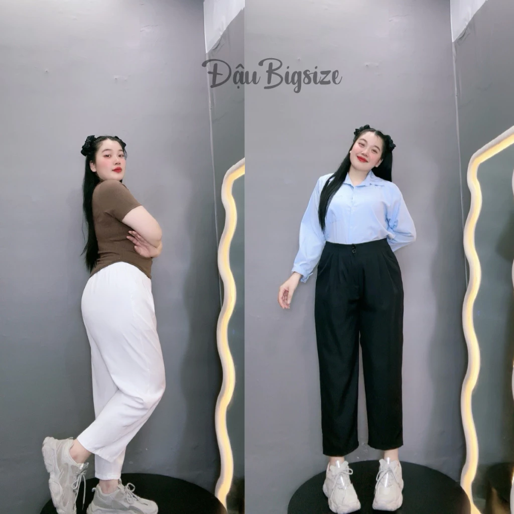 Quần baggy bigsize nữ xếp ly phần lưng eo chun co giãn khóa kéo có khuy thời trang big size Q17
