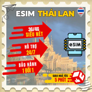 eSIM/Sim du lịch THÁI LAN có bảo hành, mạng siêu nét 4G,3G không giới hạn