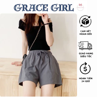 Quần đùi đũi thắt nơ buộc dây rút mát mẻ siêu hot mùa hè Grace Girl