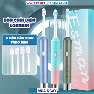 Bàn Chải Điện Sóng Âm Linh Hoạt Lokykin - 6 Chế Độ, 4 Đầu Bàn Chải, Cho Hàm Răng Khỏe Mạnh