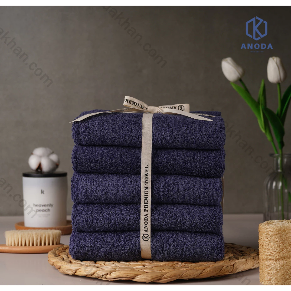 Khăn Tắm Xuất Hàn Set 3 Cái Khăn gội 40x80cm Màu Dark Blue Trọng lượng 170gr 100% Cotton chải kỹ