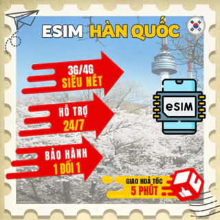 eSIM/Sim du lịch HÀN QUỐC có bảo hành, mạng siêu nét 4G,3G không giới hạn