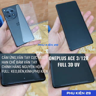 [Oneplus Ace 3/ 12R] Dán kính cường lực UV FULL màn FULL keo 3D Glass Pro+ 9H