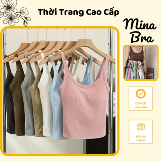 [ Mina Bra ] Áo hai dây Thun Quảng Châu có mút đệm siêu đẹp K11 ( kèm túi zip)