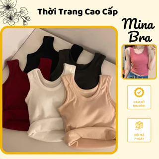 [ Mina Bra ] Áo Ba Lỗ Thun Gân Kèm Đệm Mút ( 6812）