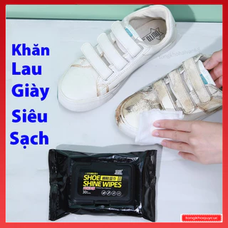 Khăn giấy ướt lau giày siêu tốc,  sạch, diệt khuẩn 12 khăn, nhỏ gọn, bỏ túi thiết kế đơn giản và tiện dụng