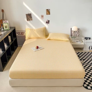 Bộ ga giường và vỏ gối REE Bedding cotton đũi CTD263 hoạ tiết caro kẻ basic đủ size giường nệm