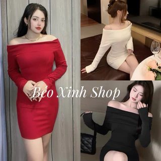 Thời Trang Bigsize Set Váy Áo Dự Tiệc Vải Nỉ TTăm 50 - 100Kg Dễ Thương Top Nữ Dress Đen