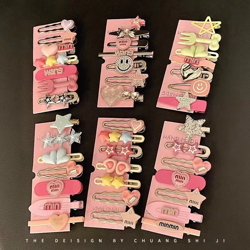 Set 7 kẹp sao, vỉ hồng siêu dễ thương dành cho các bé gái  cực dễ thương