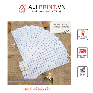 Tem decal size số quần áo, giầy dép từ 1 đén 12 và từ 26 đến 42_nhãn dán số quần áo_ nhận in decal, sticker theo yêu cầu