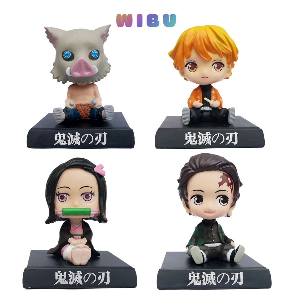 Mô Hình Kimetsu no Yaiba Chibi lắc đầu Kamado Tanjirou ,Hashibira Inosuke, Agatsuma Zenitsu ,Kamado Nezuko cực dễ thương